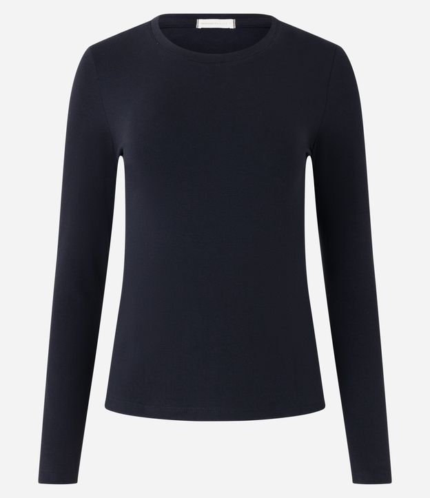 Blusa Básica en Algodón con Manga Larga Negro 5