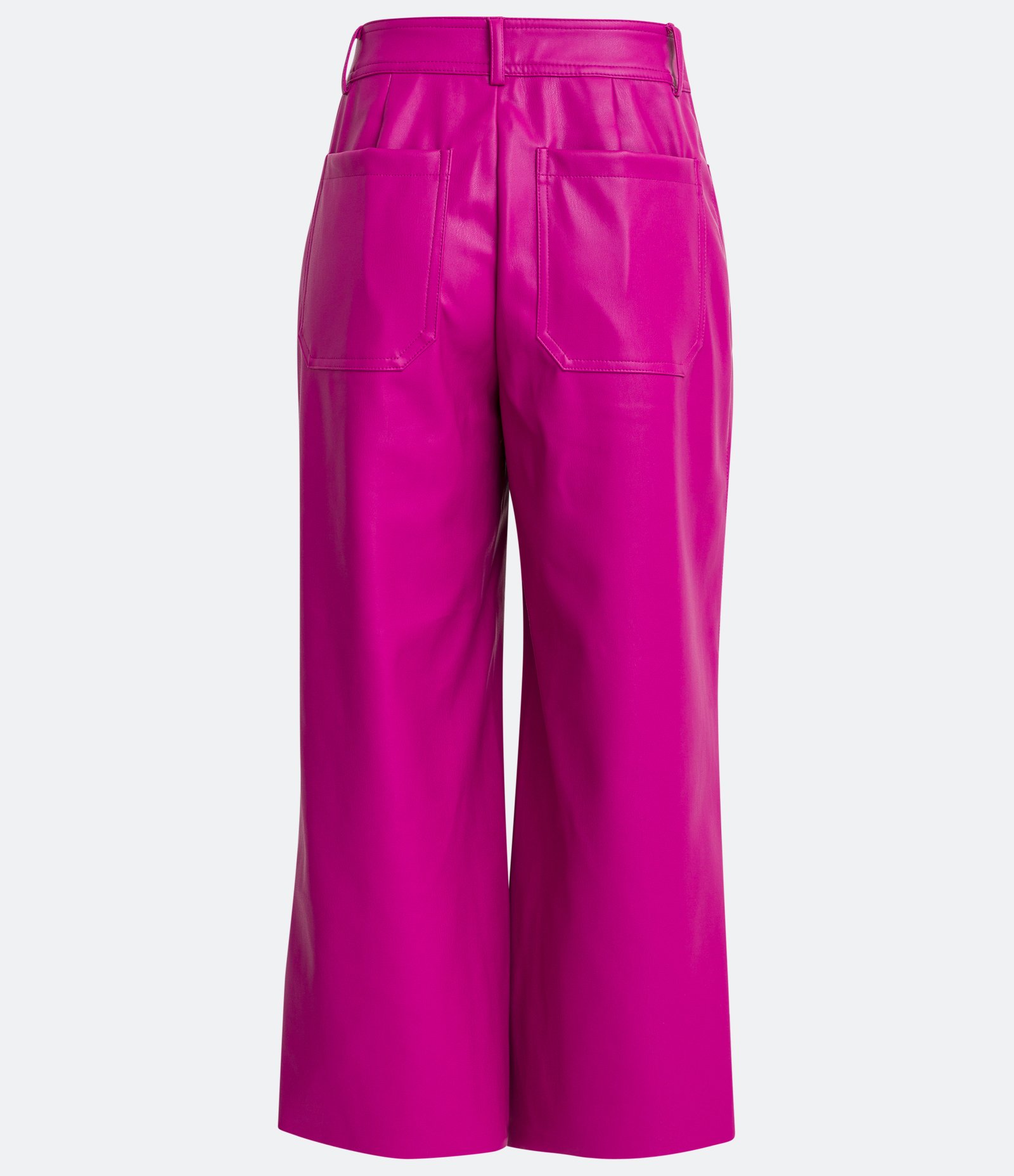Calça Wide Leg em Material Sintético com Bolso Frontal Rosa 7