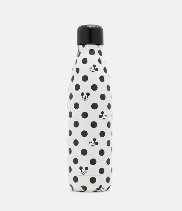 Botella Térmica en Metal con Estampado Lunares y Mickey 750ml Blanco 1