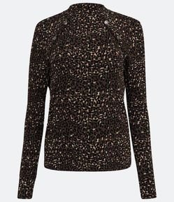 Blusa com Estampa Animal Print Onça e Textura Ribana