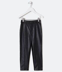 Calça Reta Infantil em Material Sintético - Tam 5 a 14 anos