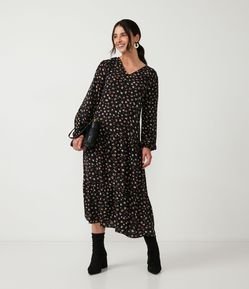 Vestido Longo em Viscose com Estampa Animal Print Onça