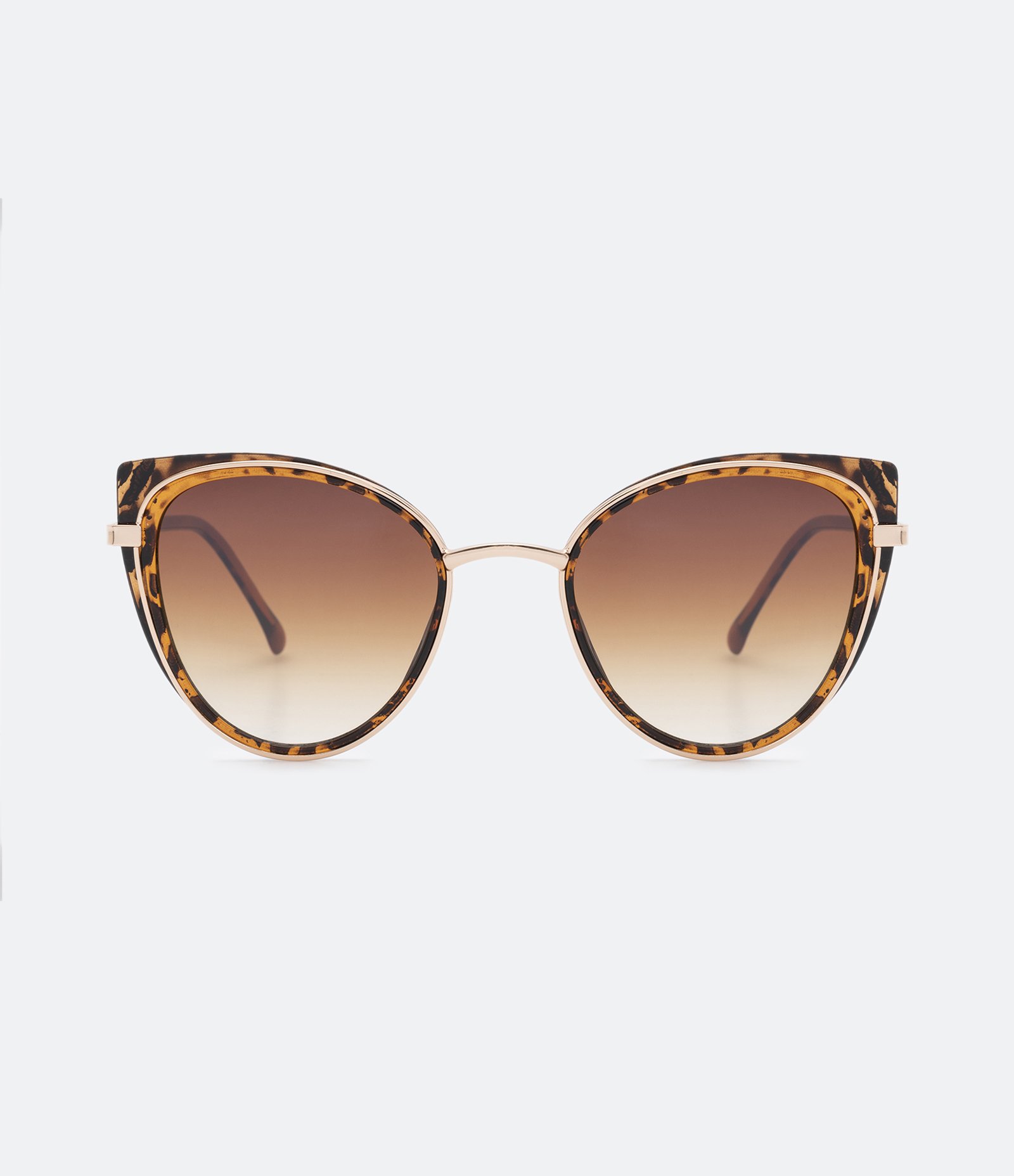 Óculos de Sol Gateado com Detalhe Animal Print e Ponteira Extra Longa Dourado 3