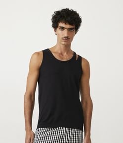 Regata Slim em Algodão com Recorte no Ombro