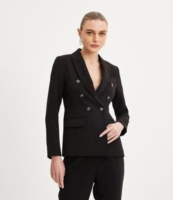 Blazer em Alfaiataria com Abotoamento Transpassado e Bolsos Frontais