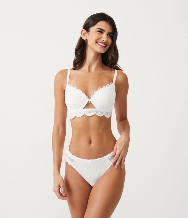 Soutien Base en Microfibra con Copa Hueca y Detalle en Broderi Blanco 2