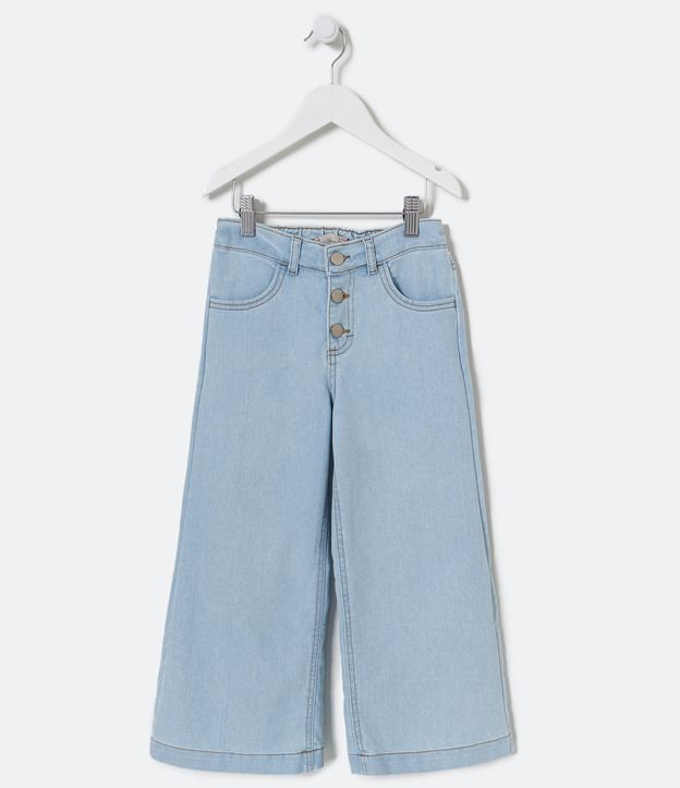 Pantalón Wide Leg Infantil con Botones - Talle 5 a 14 años Azul 1