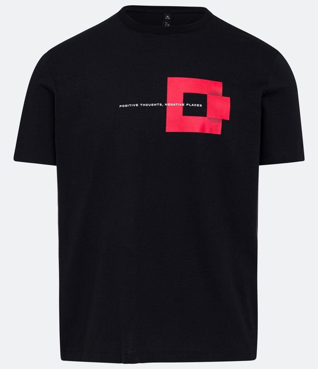 Camiseta Slim em Algodão com Estampa Geométrica e Lettering Preto 5