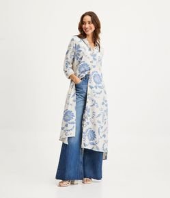Vestido Chemise Midi com Estampa Floral e Bolsos