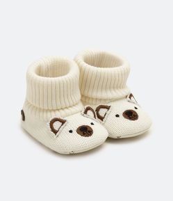 Bota Infantil Estampa Cara de Urso - Tam 0 a 18 meses