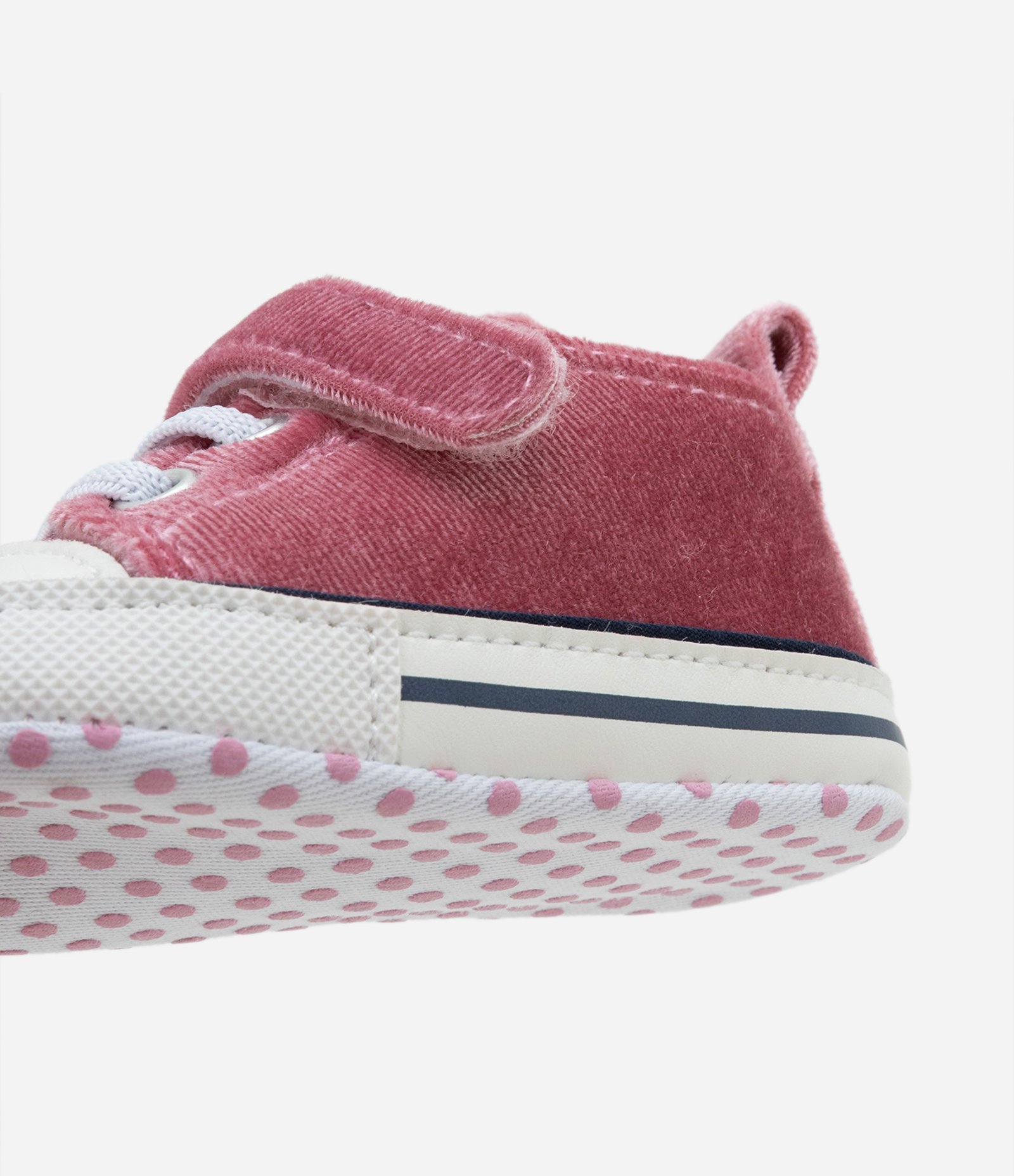 Tênis Infantil em Veludo com Cadarço e Velcro - Tam 0 a 18 meses Rosa Antigo 3