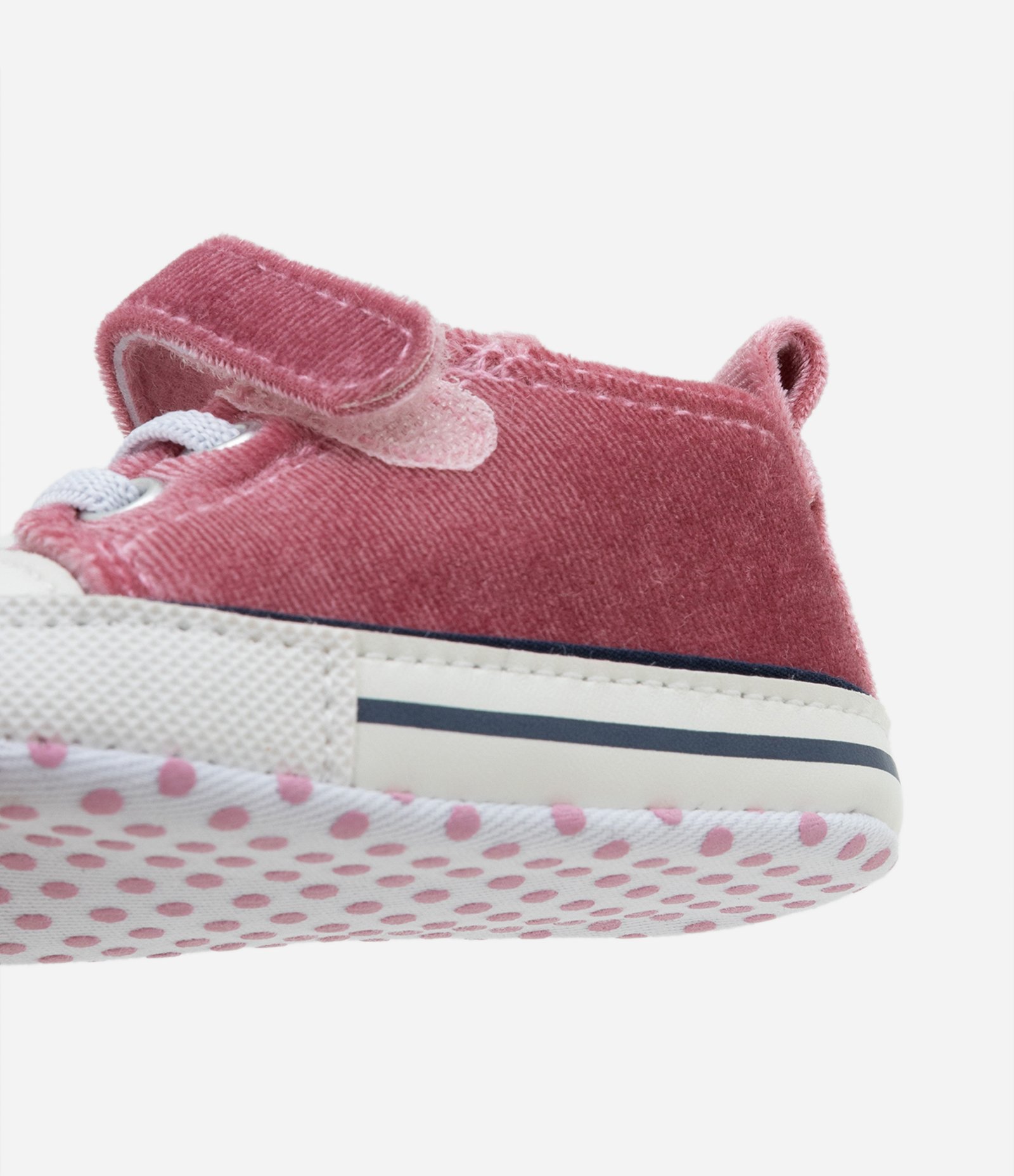 Tênis Infantil em Veludo com Cadarço e Velcro - Tam 0 a 18 meses Rosa Antigo 4