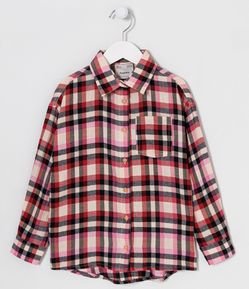 Camisa Infantil com Estampa Xadrez e Bolsinho - Tam 5 a 14 Anos