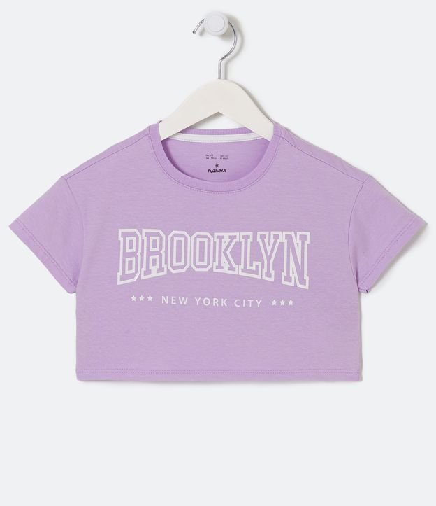 Blusa Cropped com Estampa Brooklin - Tam 5 a 14 Anos
