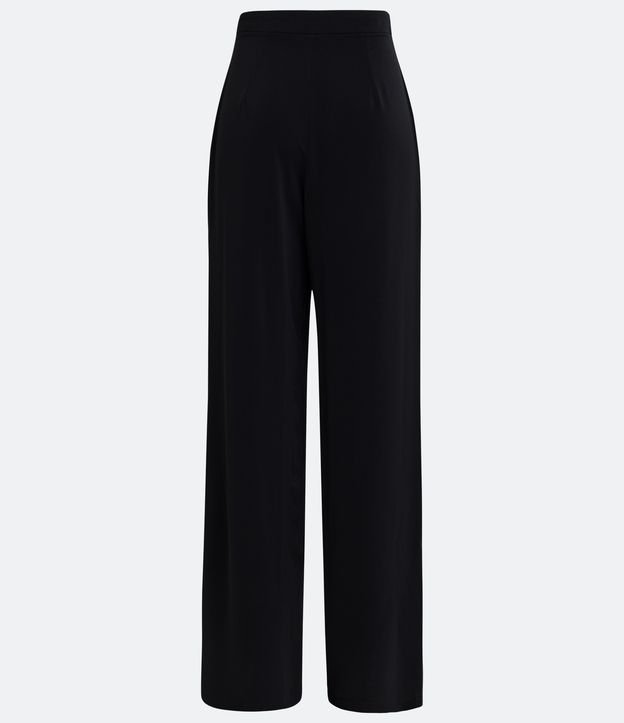 Pantalón Pantalona Cintura Alta en Crepé con Cremallera Invisible Negro 6