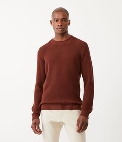 Suéter Slim em Tricô Texturizado com Punhos Ajustados