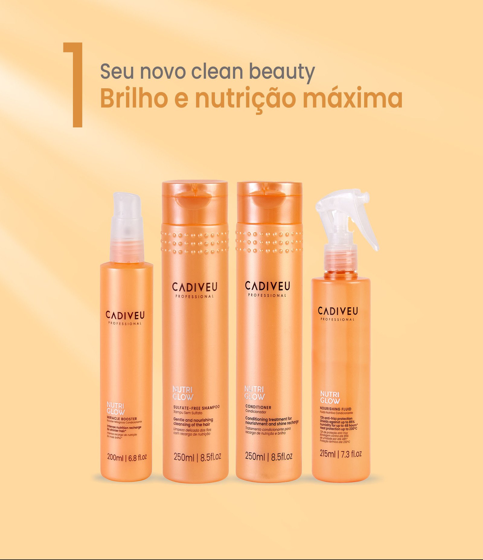 Shampoo Sem Sulfato Nutri Glow Cadiveu 250ml 12