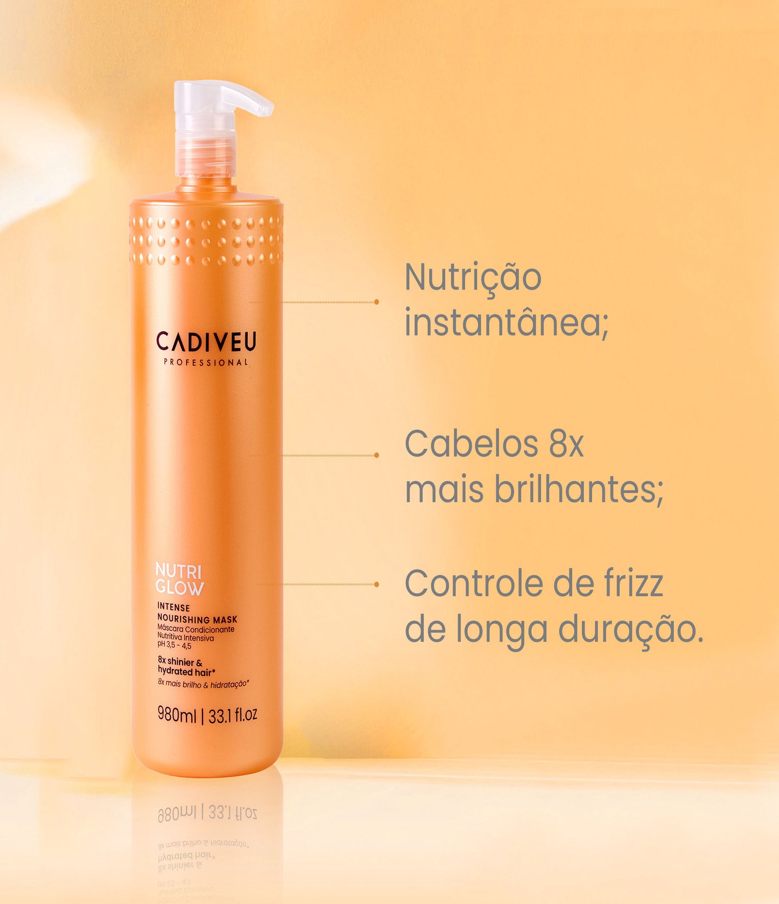 Máscara de Tratamento Capilar Intensiva Nutri Glow Cadiveu 980ml 2