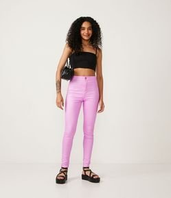 Calça Disco Pants Cintura Alta em Jeans com Bolsos Traseiros