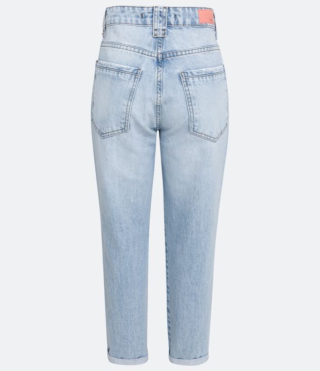 Pantalón Mom en Jeans con Bolsillos Dobles y Barra Doblada Azul 7