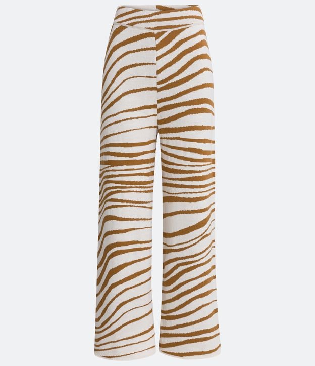 Calça Pantalona em Tricô com Estampa Animal Print Zebra Marrom 5