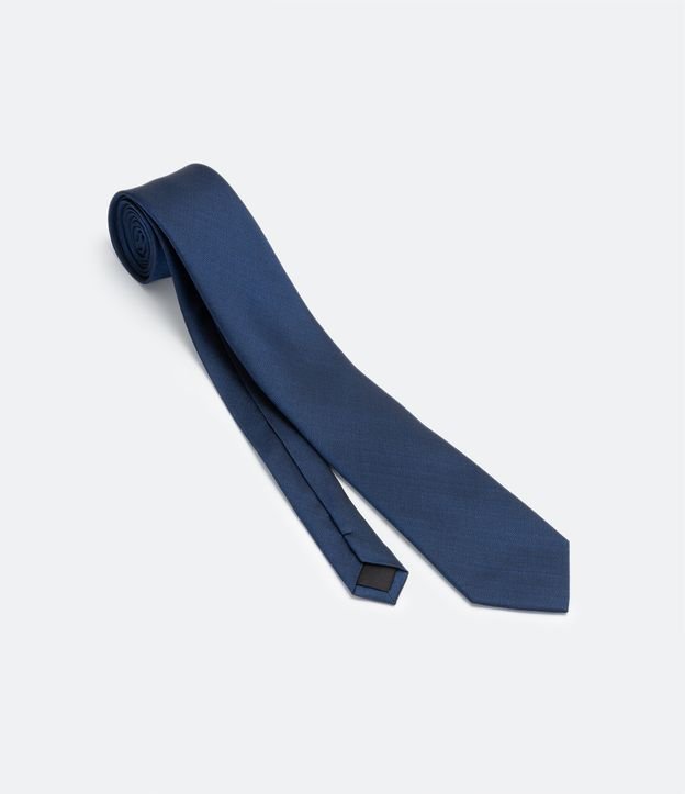 Gravata Regular em Seda com Textura Maquinetada Azul 1