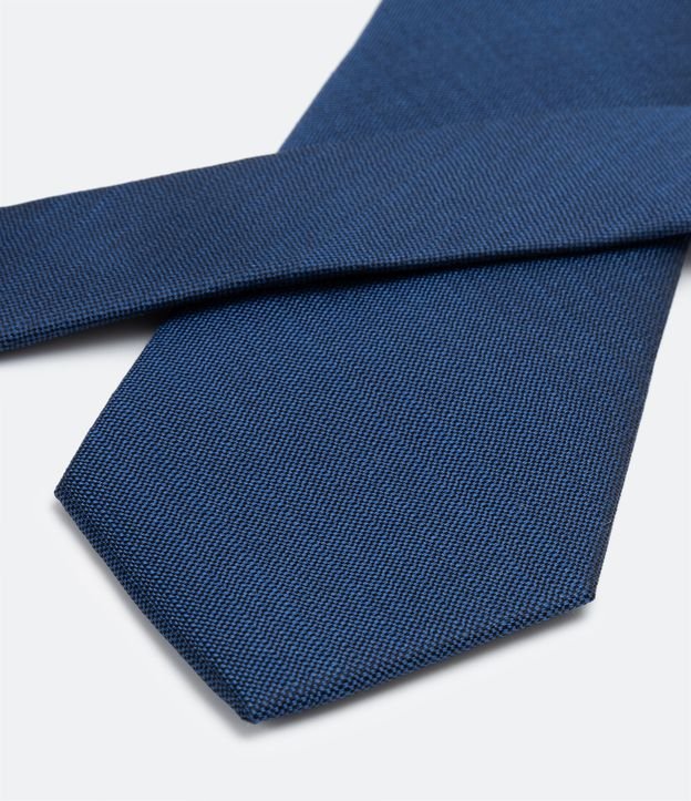 Gravata Regular em Seda com Textura Maquinetada Azul 2