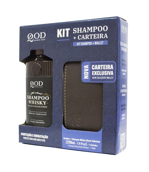 Kit Shampoo Whisky + Carteira QOD  KIT 3