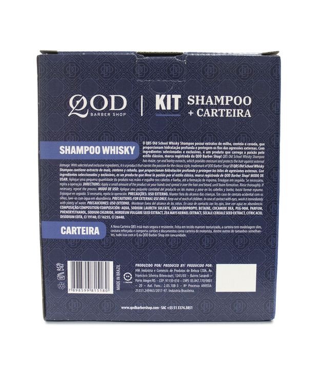 Kit Shampoo Whisky + Carteira QOD  KIT 4