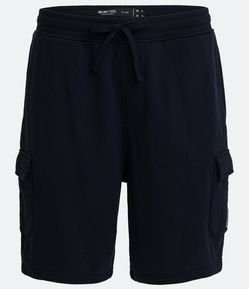 Bermuda Slim em Moletom com Cordão e Bolsos Cargo