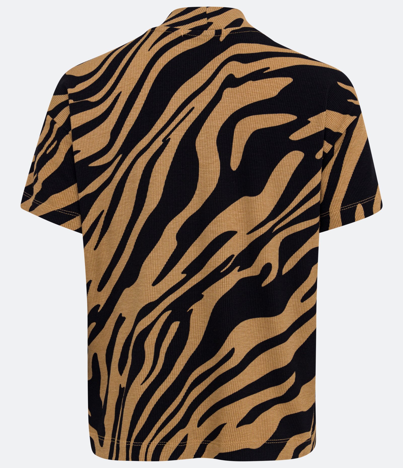 Blusa em Viscose com Golinha Alta e Estampa Animal Print Zebra Bege 6