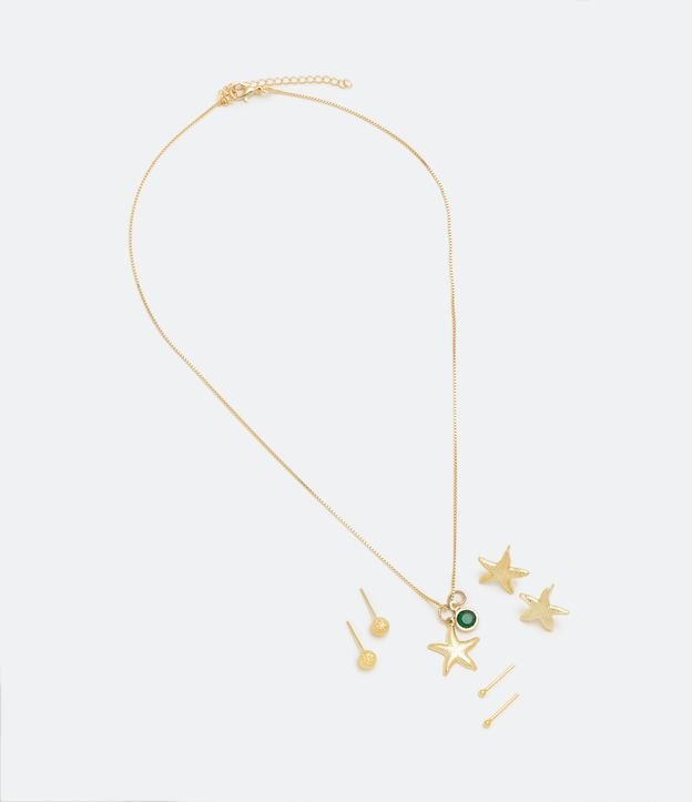 Conjunto Caravana y Collar en Metal con Colgante de Estrella del Mar Dorado 2