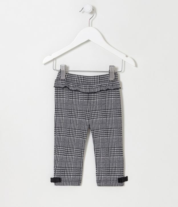 Pantalón Infantil con Estampado de Cuadros y Volado - Talle 0 a 18 meses Negro/Blanco 1