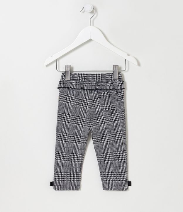 Pantalón Infantil con Estampado de Cuadros y Volado - Talle 0 a 18 meses Negro/Blanco 2