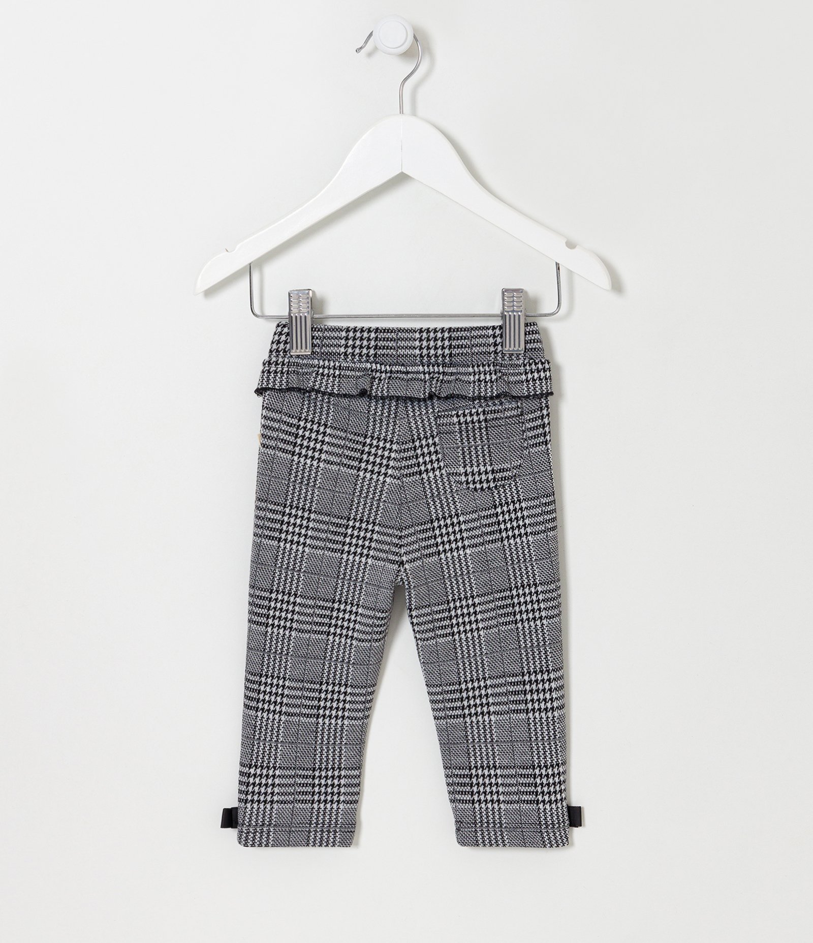 Calça Infantil com Estampa Xadrez e Babadinho - Tam 0 a 18 meses Preto/Branco 2