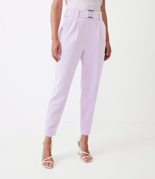 Pantalón Zanahoria con Cinturón y Hebilla Violeta Claro 2
