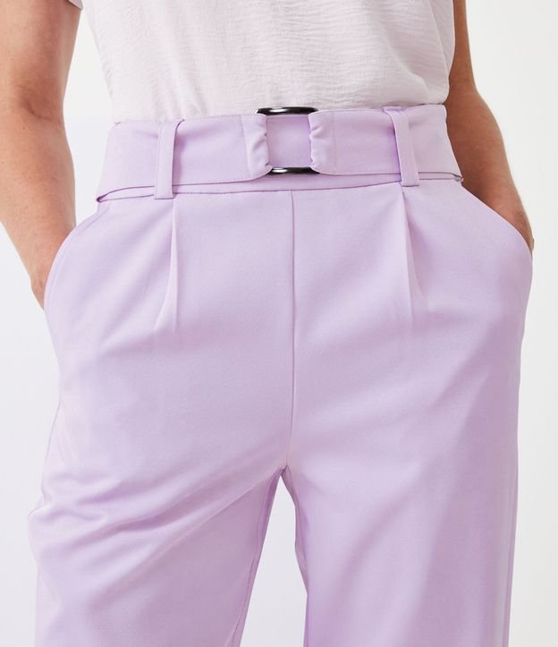 Pantalón Zanahoria con Cinturón y Hebilla Violeta Claro 4