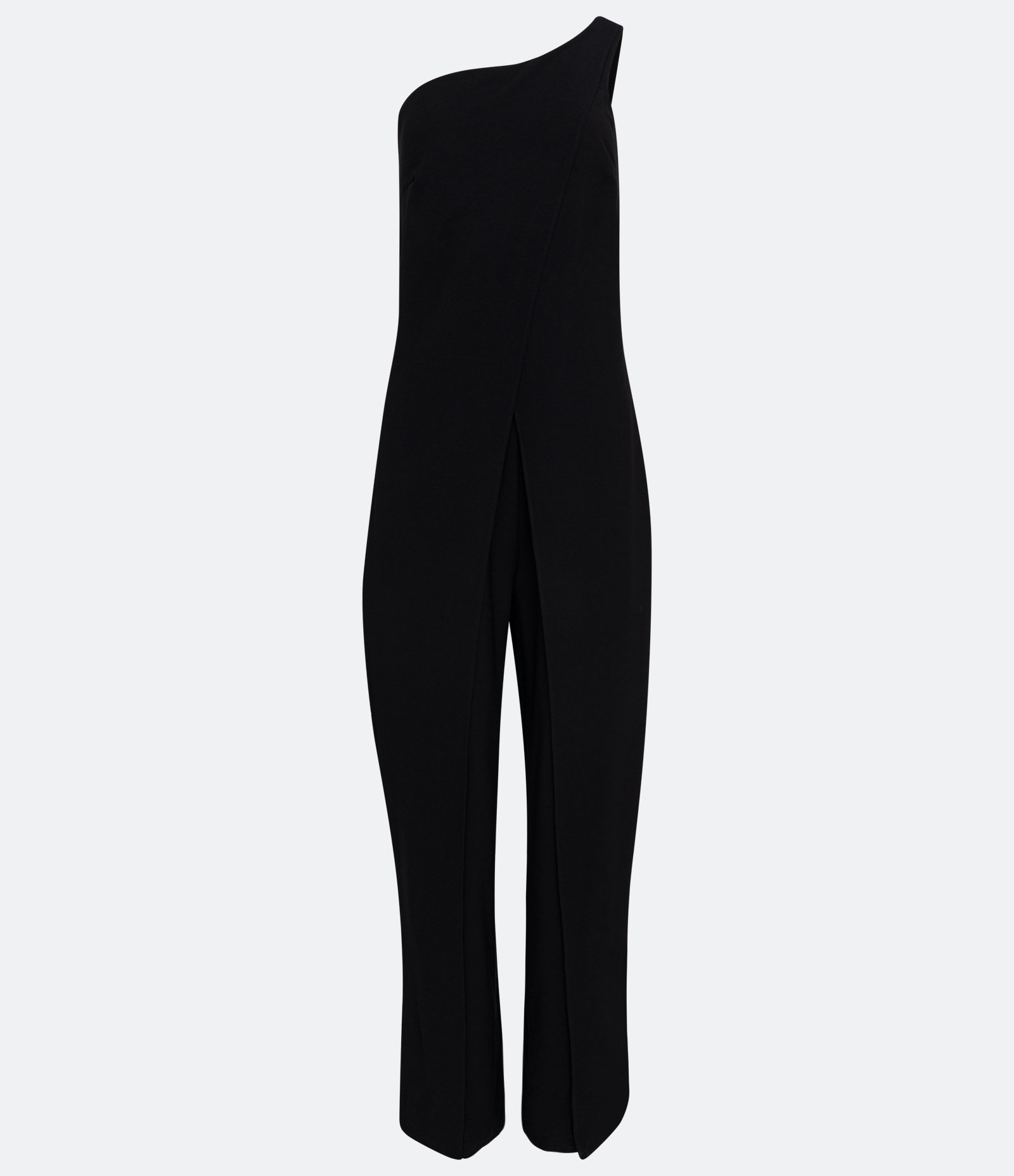 Macacão Longo em Viscose com Ombro só e Transpasse Preto 6