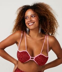 Blusa Cropped de Alças Duplas com Amarração e Brilho