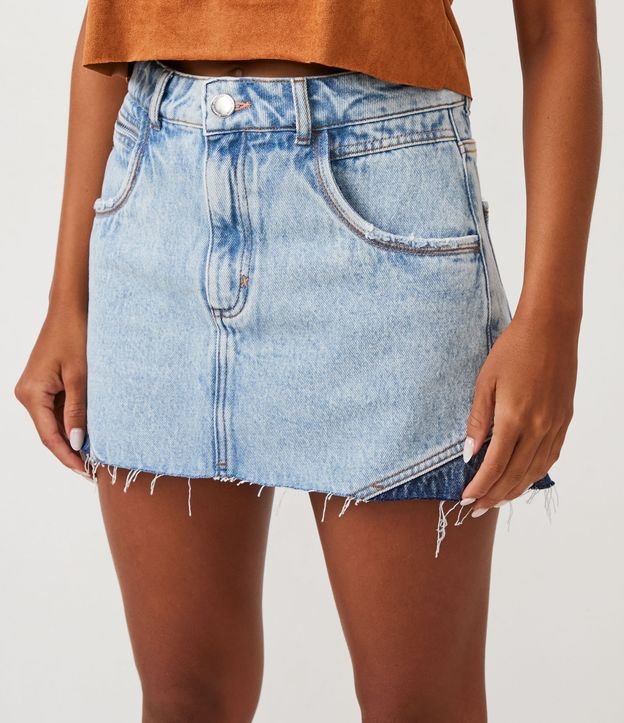 Saia jeans curta com hot sale ziper