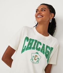Camiseta em Algodão com Manga Curta e Lettering Chicago e Brasão