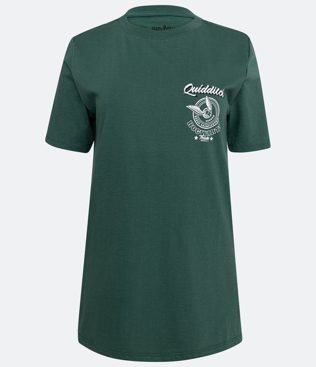 Remera T-Shirt en Media Malla con Estampado Quidditch Hogwarts Verde 6