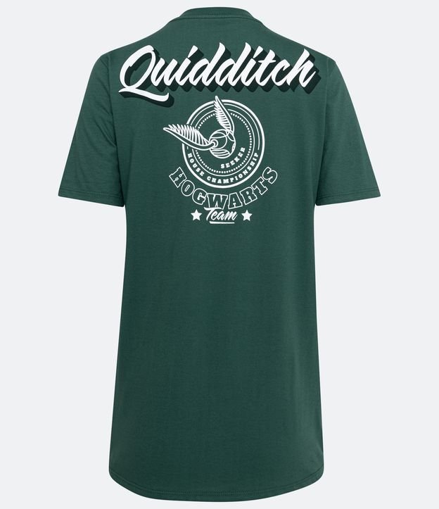 Remera T-Shirt en Media Malla con Estampado Quidditch Hogwarts Verde 7