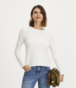 Blusa Manga Longa em Tricô com Ponto Diferenciado