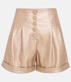 Bermuda em Pu Metalizado com Botões Forrados