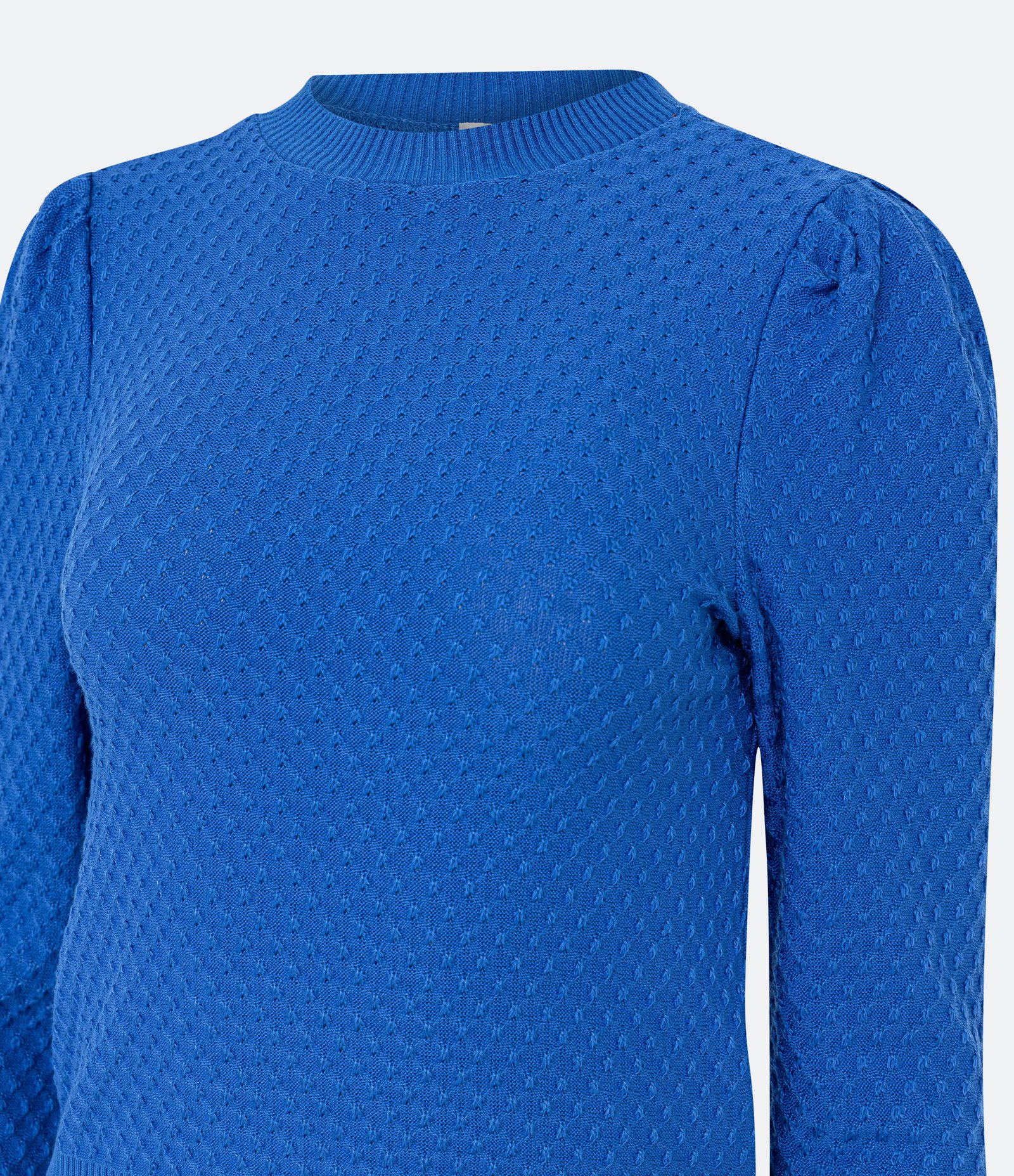 Blusa em Tricô Texturizado com Manga Longa Azul 7