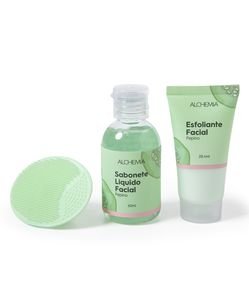 Kit Skincare Pepino com Sabonete Líquido Facial + Esfoliante Facial + Massageador de Silicone Alchemia