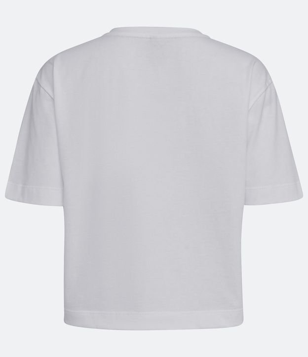 Blusa en Algodón con Manga Corta y Bordados de Piñas Blanco 6