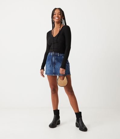 Compre Cordão cintura alta mini saia feminina streetwear grande