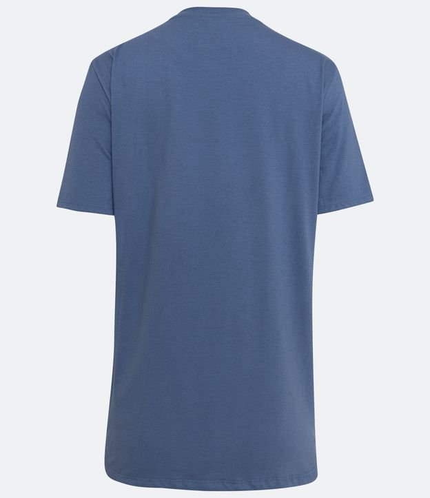 Camiseta em Algodão com Manga Curta com Estampa Stitch Azul 6